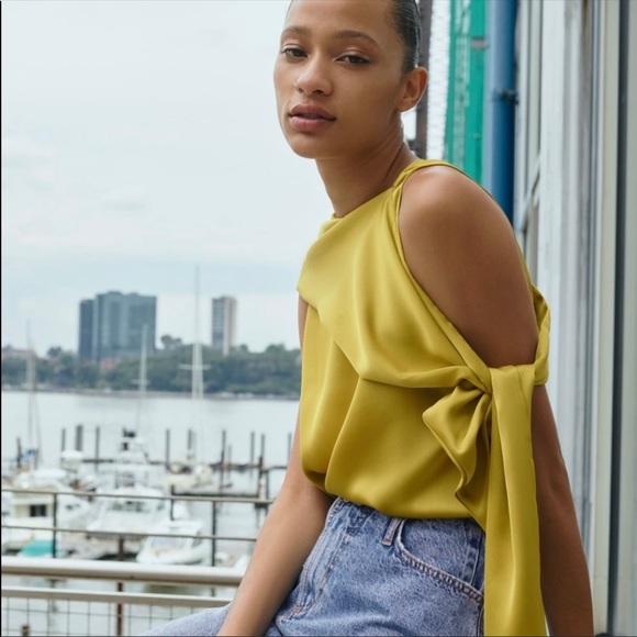 Zara Tops Zara Scarf Collar Satin Effect Top Poshmark